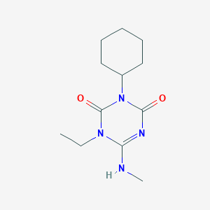 molecular formula C12H20N4O2 B13128547 3-Cyclohexyl-1-ethyl-6-(methylamino)-1,3,5-triazine-2,4(1H,3H)-dione CAS No. 51235-98-4