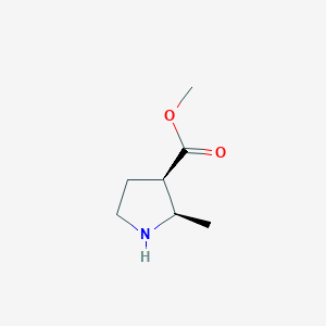 molecular formula C7H13NO2 B13128557 Methyl(2R,3R)-2-methylpyrrolidine-3-carboxylate 