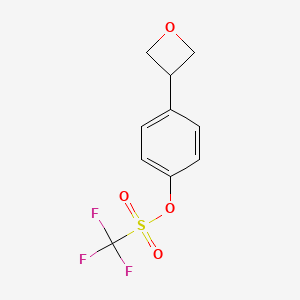 molecular formula C10H9F3O4S B13128586 4-(Oxetan-3-yl)phenyl trifluoromethanesulfonate 