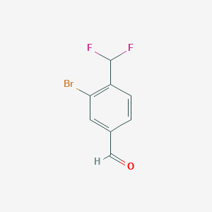 molecular formula C8H5BrF2O B13128666 3-Bromo-4-(difluoromethyl)benzaldehyde 