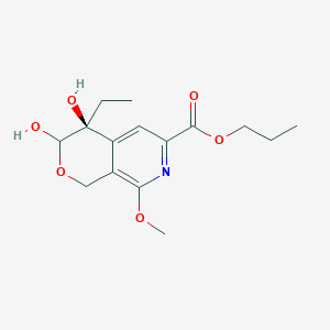 molecular formula C15H21NO6 B13128720 propyl (4S)-4-ethyl-3,4-dihydroxy-8-methoxy-1,3-dihydropyrano[3,4-c]pyridine-6-carboxylate CAS No. 194999-55-8