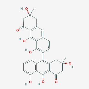 molecular formula C30H26O8 B13128721 (2R,2'S,6R)-1,2',5',6,9,10'-Hexahydroxy-2',6-dimethyl-2',3',6,7-tetrahydro-[2,9'-bianthracene]-4',8(1'H,5H)-dione 