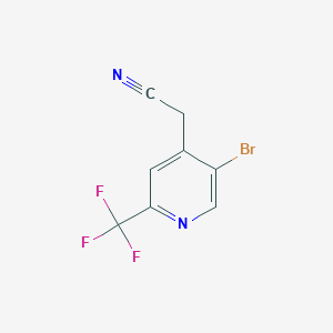 molecular formula C8H4BrF3N2 B13128789 2-(5-Bromo-2-(trifluoromethyl)pyridin-4-yl)acetonitrile 