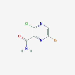 molecular formula C5H3BrClN3O B13128836 6-Bromo-3-chloropyrazine-2-carboxamide 