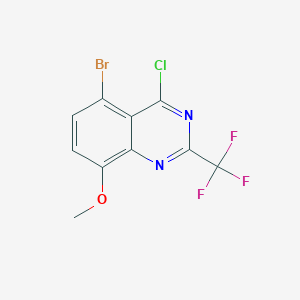 molecular formula C10H5BrClF3N2O B13128908 5-Bromo-4-chloro-8-methoxy-2-(trifluoromethyl)quinazoline 