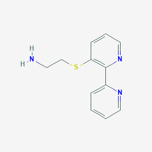 molecular formula C12H13N3S B13128932 2-([2,2'-Bipyridin]-3-ylthio)ethanamine 