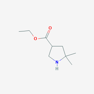 molecular formula C9H17NO2 B13129031 Ethyl 5,5-dimethylpyrrolidine-3-carboxylate 