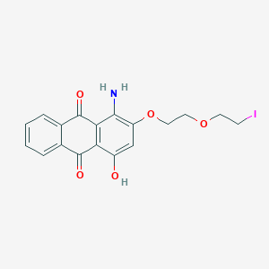 molecular formula C18H16INO5 B13129060 1-Amino-4-hydroxy-2-(2-(2-iodoethoxy)ethoxy)anthracene-9,10-dione CAS No. 61556-30-7