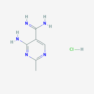 molecular formula C6H10ClN5 B13129080 4-Amino-2-methylpyrimidine-5-carboximidamide hydrochloride 