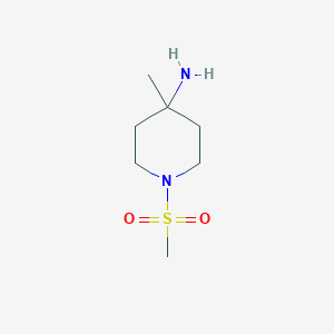 molecular formula C7H16N2O2S B1312913 4-哌啶胺，4-甲基-1-(甲磺酰基)- CAS No. 651056-95-0