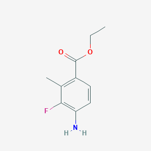 molecular formula C10H12FNO2 B13129153 Ethyl4-amino-3-fluoro-2-methylbenzoate 