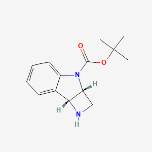 molecular formula C14H18N2O2 B13129283 tert-butyl (2aR,7bR)-1,2,2a,7b-tetrahydroazeto[3,2-b]indole-3-carboxylate 