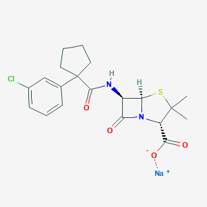 molecular formula C20H22ClN2NaO4S B131294 Sodium;(2S,5R,6R)-6-[[1-(3-chlorophenyl)cyclopentanecarbonyl]amino]-3,3-dimethyl-7-oxo-4-thia-1-azabicyclo[3.2.0]heptane-2-carboxylate CAS No. 143407-68-5