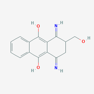 molecular formula C15H14N2O3 B13129472 1,4-Diamino-2-(hydroxymethyl)-2,3-dihydroanthracene-9,10-dione CAS No. 62025-05-2