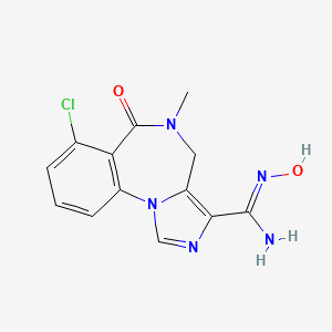 molecular formula C13H12ClN5O2 B13129509 7-chloro-N'-hydroxy-5-methyl-6-oxo-4H-imidazo[1,5-a][1,4]benzodiazepine-3-carboximidamide 