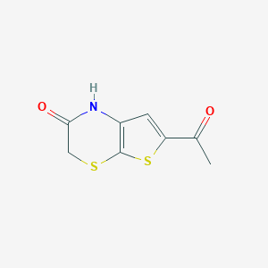 molecular formula C8H7NO2S2 B131296 6-Acetyl-1H-thieno[2,3-b][1,4]thiazin-2(3H)-one CAS No. 151095-12-4