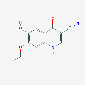 molecular formula C12H10N2O3 B13129654 7-Ethoxy-4,6-dihydroxy-3-quinolinecarbonitrile 