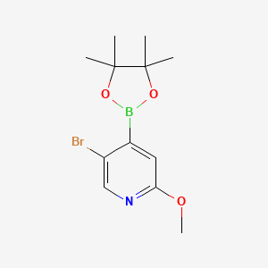 molecular formula C12H17BBrNO3 B13130007 5-Bromo-2-methoxy-4-(4,4,5,5-tetramethyl-1,3,2-dioxaborolan-2-yl)pyridine 