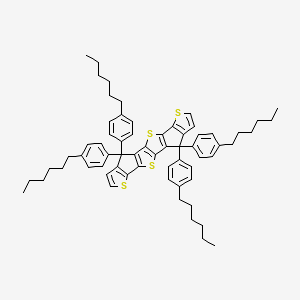 molecular formula C64H72S4 B13130108 3,3,13,13-Tetrakis(4-hexylphenyl)-7,10,17,20-tetrathiahexacyclo[9.9.0.02,9.04,8.012,19.014,18]icosa-1(11),2(9),4(8),5,12(19),14(18),15-heptaene 