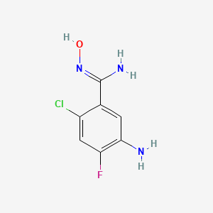 molecular formula C7H7ClFN3O B13130202 5-Amino-2-chloro-4-fluoro-N-hydroxybenzimidamide 