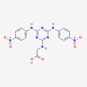 molecular formula C17H14N8O6 B13130236 N-[4,6-Bis(4-nitroanilino)-1,3,5-triazin-2-yl]glycine CAS No. 62751-93-3