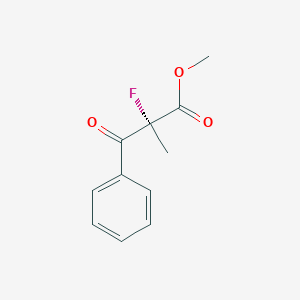 molecular formula C11H11FO3 B131304 Benzenepropanoic acid, alpha-fluoro-alpha-methyl-beta-oxo-, methyl ester, (R)-(9CI) CAS No. 144462-33-9