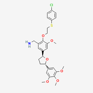 [2-[2-(4-chlorophenyl)sulfanylethoxy]-3-methoxy-5-[(2S,5S)-5-(3,4,5-trimethoxyphenyl)oxolan-2-yl]phenyl]methanamine