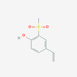 molecular formula C9H10O3S B13130582 Phenol,4-ethenyl-2-(methylsulfonyl)- 