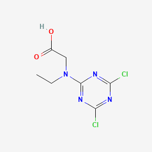 molecular formula C7H8Cl2N4O2 B13130862 N-(4,6-Dichloro-1,3,5-triazin-2-yl)-N-ethylglycine CAS No. 62418-30-8