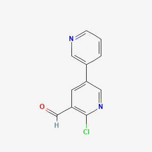 molecular formula C11H7ClN2O B13130944 6-Chloro-[3,3'-bipyridine]-5-carbaldehyde 