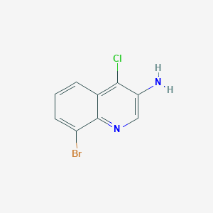 molecular formula C9H6BrClN2 B13131057 8-Bromo-4-chloroquinolin-3-amine 