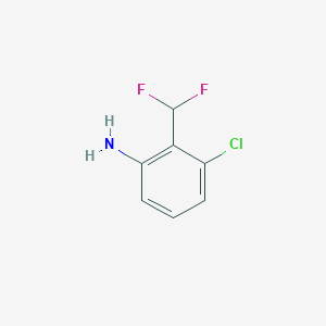 molecular formula C7H6ClF2N B13131162 3-Chloro-2-(difluoromethyl)aniline 