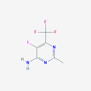 molecular formula C6H5F3IN3 B13131591 5-Iodo-2-methyl-6-(trifluoromethyl)pyrimidin-4-amine 