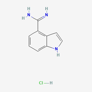 molecular formula C9H10ClN3 B13131596 1H-indole-4-carboximidamide hydrochloride 