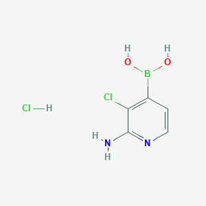 molecular formula C5H7BCl2N2O2 B13131639 (2-Amino-3-chloropyridin-4-yl)boronicacidhydrochloride 