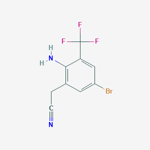 molecular formula C9H6BrF3N2 B13131753 2-(2-Amino-5-bromo-3-(trifluoromethyl)phenyl)acetonitrile 