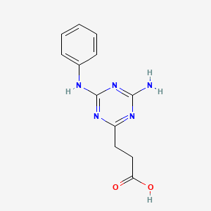 molecular formula C12H13N5O2 B13131878 3-(4-amino-6-anilino-1,3,5-triazin-2-yl)propanoic Acid CAS No. 91719-85-6