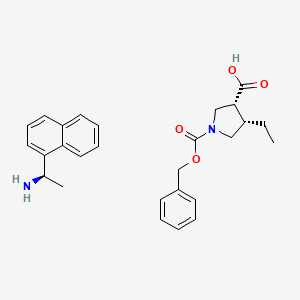 molecular formula C27H32N2O4 B13131998 (3R,4S)-4-ethyl-1-phenylmethoxycarbonylpyrrolidine-3-carboxylic acid;(1R)-1-naphthalen-1-ylethanamine 