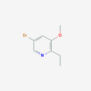 molecular formula C8H10BrNO B13132081 5-Bromo-2-ethyl-3-methoxypyridine CAS No. 1241752-51-1