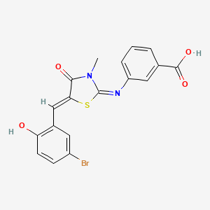 3-{[(2E,5Z)-5-(5-bromo-2-hydroxybenzylidene)-3-methyl-4-oxo-1,3-thiazolidin-2-ylidene]amino}benzoic acid