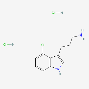 molecular formula C11H15Cl3N2 B13132239 3-(4-Chloro-1H-indol-3-YL)propan-1-amine 2hcl 