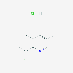 molecular formula C9H13Cl2N B13132444 2-(1-Chloroethyl)-3,5-dimethylpyridinehydrochloride 