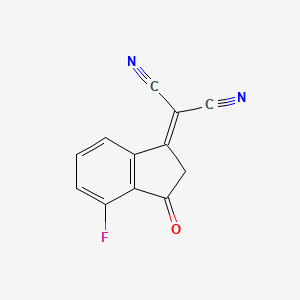 molecular formula C12H5FN2O B13132524 2-(4-Fluoro-3-oxo-2,3-dihydro-1H-inden-1-ylidene)malononitrile 