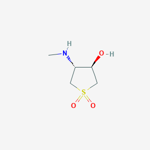 molecular formula C5H11NO3S B13132539 trans-3-Hydroxy-4-(methylamino)tetrahydrothiophene1,1-dioxide 