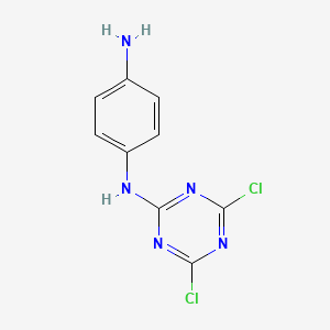 molecular formula C9H7Cl2N5 B13132574 N~1~-(4,6-Dichloro-1,3,5-triazin-2-yl)benzene-1,4-diamine CAS No. 83372-60-5