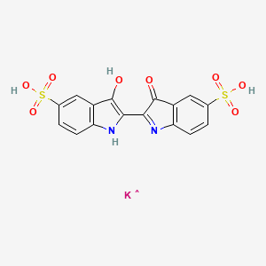 molecular formula C16H10KN2O8S2 B13132637 1H-Indole-5-sulfonicacid,2-(1,3-dihydro-3-oxo-5-sulfo-2H-indol-2-ylidene)-2,3-dihydro-3-oxo-,potassiumsalt(1:2) 