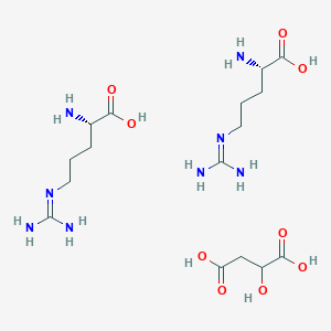 molecular formula C16H34N8O9 B13132669 (2S)-2-amino-5-(diaminomethylideneamino)pentanoic acid;2-hydroxybutanedioic acid 