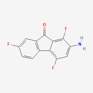 molecular formula C13H6F3NO B13132819 Fluoren-9-one, 2-amino-1,4,7-trifluoro- CAS No. 17698-84-9