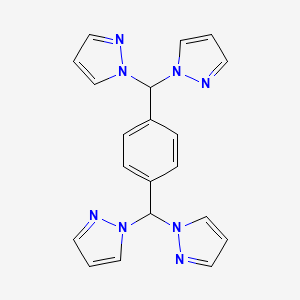 molecular formula C20H18N8 B13132842 1,4-Bis(di(1H-pyrazol-1-yl)methyl)benzene 