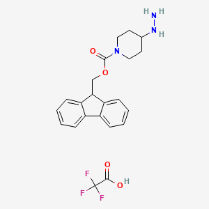 molecular formula C22H24F3N3O4 B13132894 (9H-Fluoren-9-yl)methyl 4-hydrazinylpiperidine-1-carboxylate 2,2,2-trifluoroacetate 